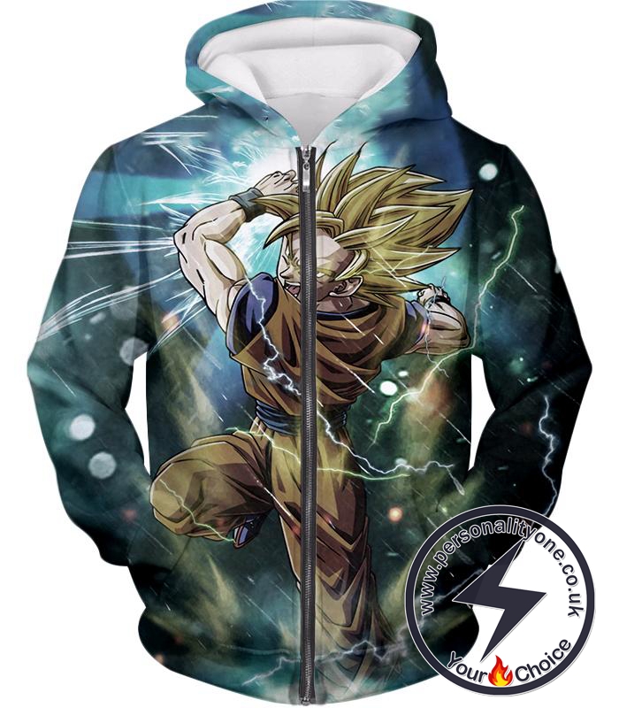 Dragon Ball Super Amazing Goku Super Saiyan 2 Action Anime Zip Up Hoodie